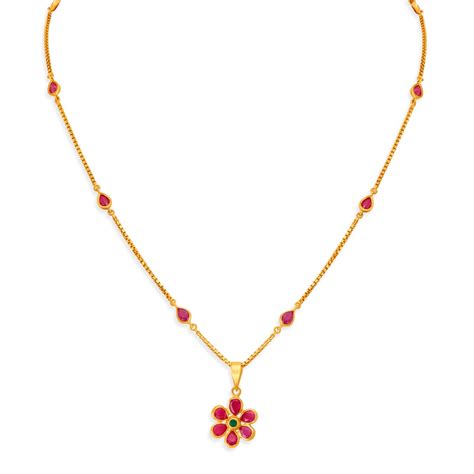 Dazzling Ruby Blossom Pendand with Chain