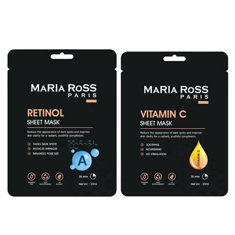 Combo Pack of 2 Sheet Masks: Retinol Sheet Mask (200ml) + Vitamin-C Sh ...