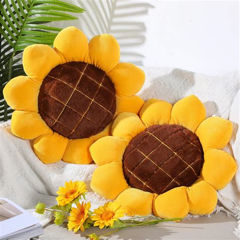 Amazon.com: Coume 2 Pieces 3D Sunflower Flower Floor Pillow Seating ...
