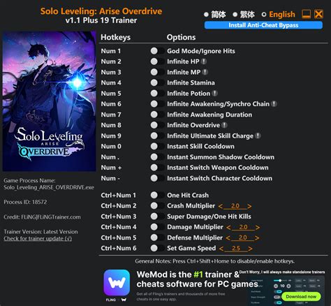 Solo Leveling: Arise Overdrive Trainer - FLiNG Trainer - PC Game Cheats ...