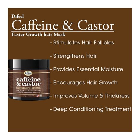 Difeel Hair Growth Caffeine and Castor Faster Growth Hair Mask 12Oz (340g)