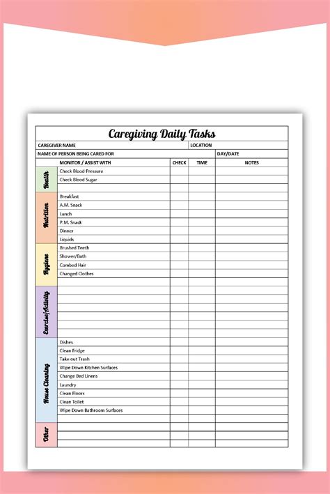 Weekly Caregiver Schedule Template - Campaign Planning Template