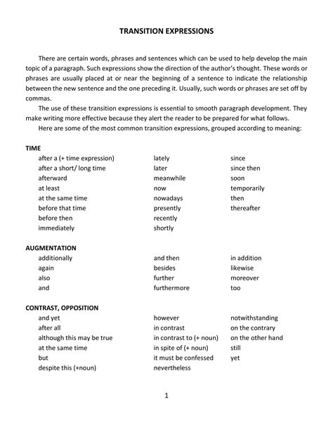 Examples of Useful Transition Expressions | PDF