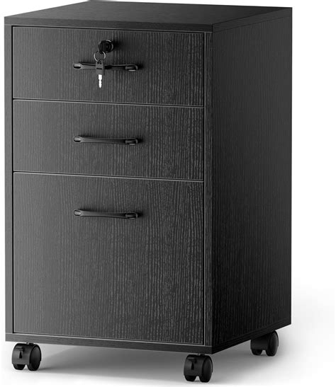 Amazon.com: Warmiehomy 3 Drawer File Cabinet with Lock Rolling Filing ...