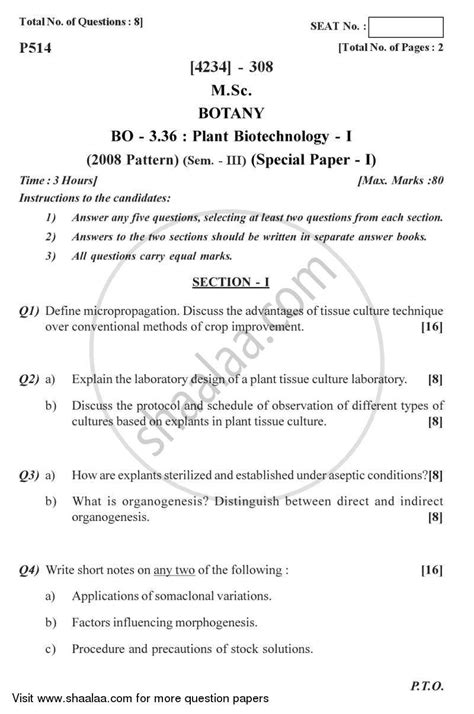 Image result for 3rd Sem Botany Question Paper PDF