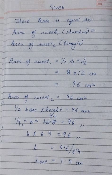 13. Two sweets are in the shape of a triangle and a rhombus and both ...
