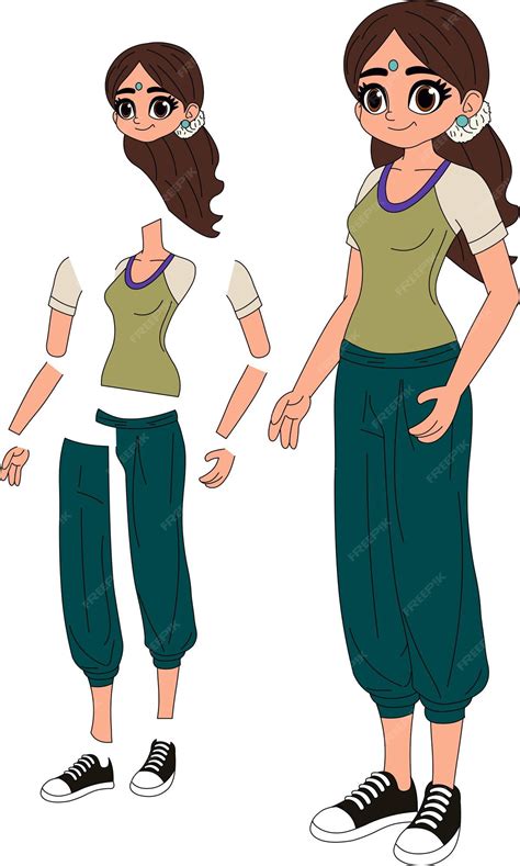 A cartoon character of woman | Premium Vector