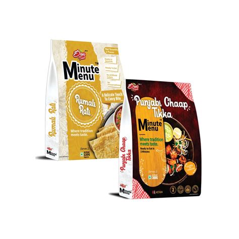 Ready To Eat Snacks Punjabi Chaap Tikka And Rumali Roti | Minute Menu ...