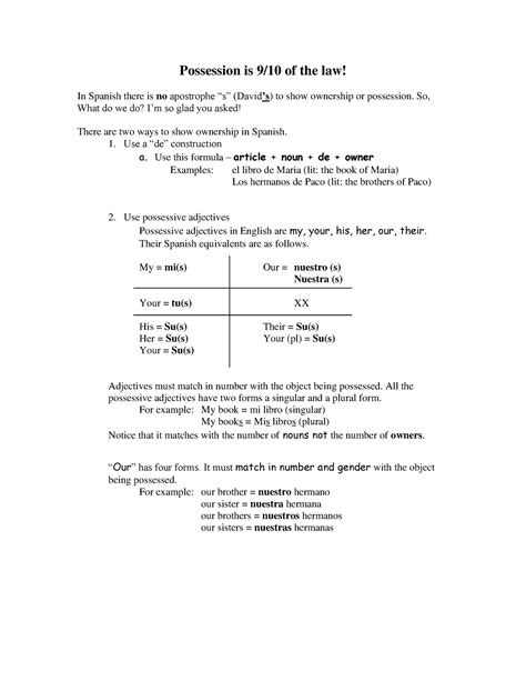 BV1ch6 Possession is 9 - its really hard - Possession is 9/10 of the law! In Spanish there is no ...