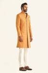 Buy Orange Brocade Woven Mural The Sherwani For Men by Raghavendra ...