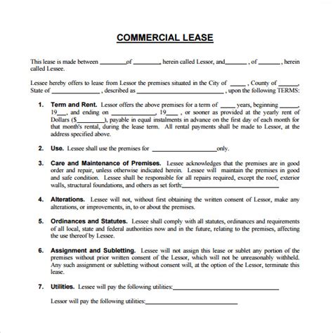 FREE 9+ Sample Commercial Lease Agreement Templates in Google Docs | MS ...