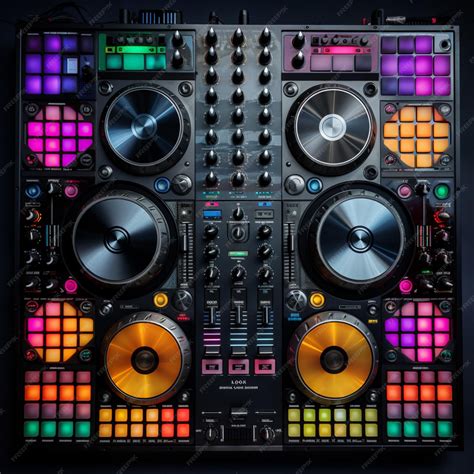 Premium AI Image | a colorful dj mixer control board in the style of ...