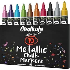 Metallic Chalk Markers - Pack of 10 Liquid Chalk Pens - For Chalkboard ...