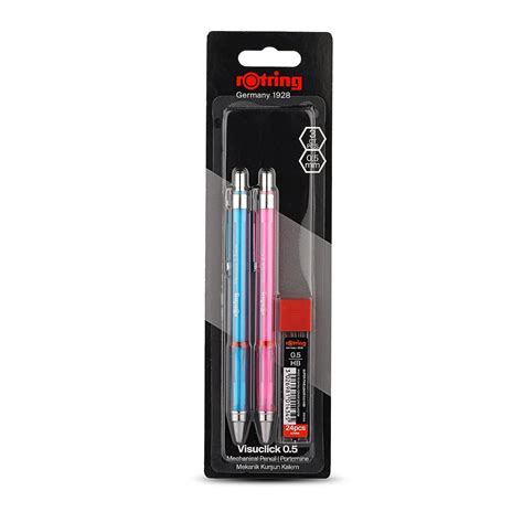 Rotring Visuclick Mechanical Pencil 0.5 mm Box of 2 with 24 HB Leads ...