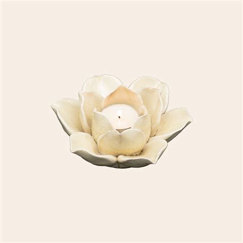 Cream Ceramic Lotus Tea Light Holder – DEKORO