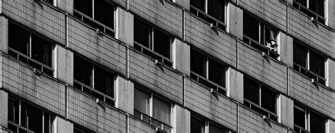 Download wallpaper 2560x1024 building, facade, balcony, bw ultrawide ...