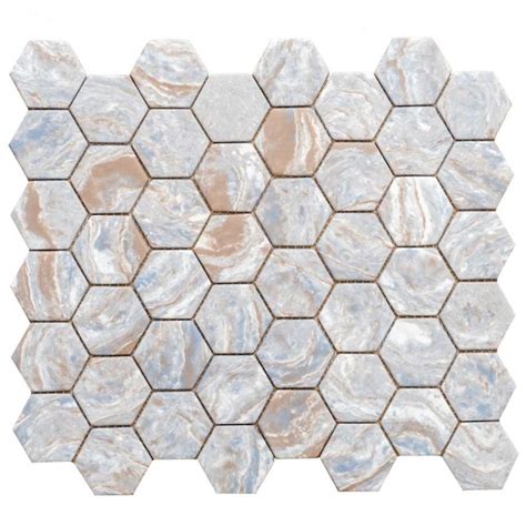 The Tile Life Sample - Honeycomb Ocean 4-in x 4-in Matte Glass Wood ...