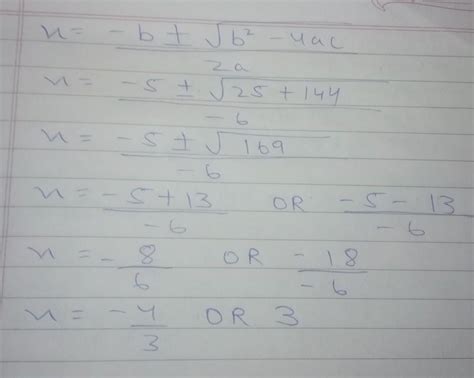 Find the roots of -3x2+5x+12=0 using quadratic formula - Brainly.in