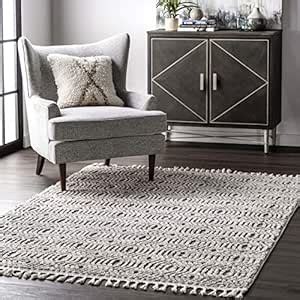 Buy nuLOOM Arielle Soft Trellis Textured Tassel Area Rug, 4' x 6', Grey ...