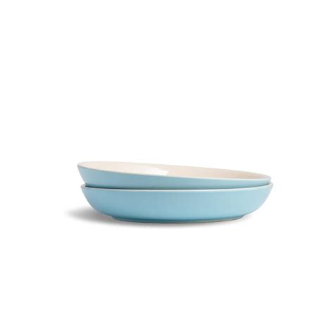 Shay Ceramic Pasta Bowl Set, 22cm, 2 Pieces, Blue Ivory | Glossy Finish ...