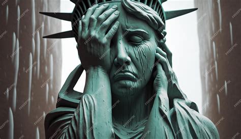 Premium AI Image | Statue of liberty Crying face stock illustration ...