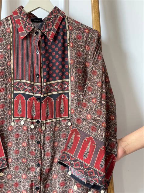 Ajrakh Printed Silk Tops – Libhachi
