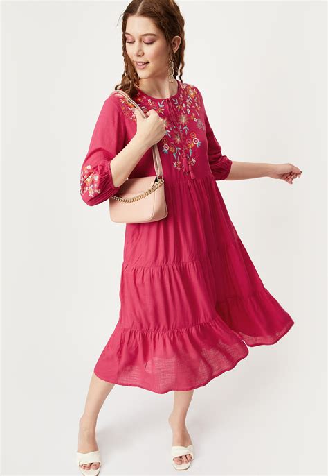 Buy Women Embroidered Blouson Sleeve Dress Online at just Rs. 999.0 ...
