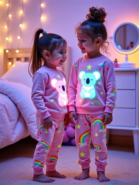SHEIN 2pcs Baby Girls' Cute Rainbow, Star & Bear Print Long Sleeve ...