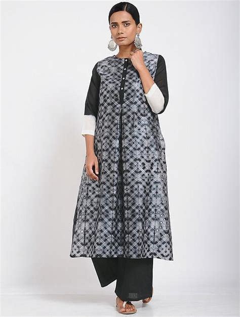Black shibori kurta (Set of 2) – Sonal Kabra