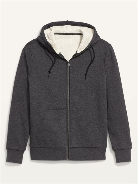 Cozy Sherpa-Lined Zip Hoodie for Men | Old Navy