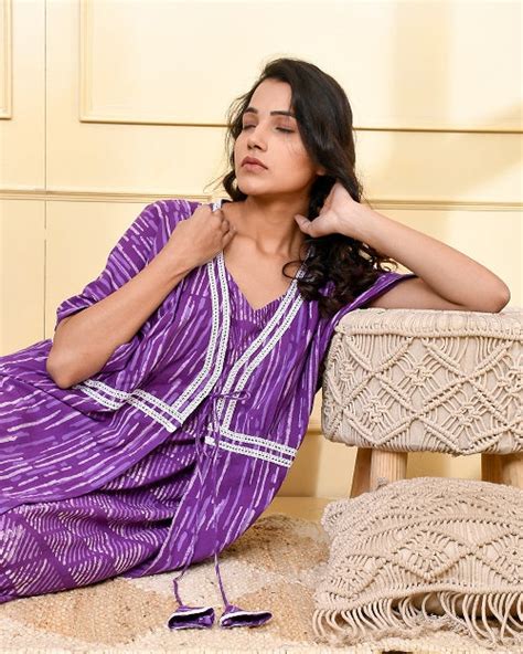 PURPLE DOUBLE LAYERED NIGHTY DRESS WITH SHRUG – thesaffronsaga