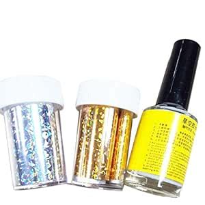 Buy MYEDO Shiny Glitter Starry Nail Art Foils with Star Glue Transfer ...