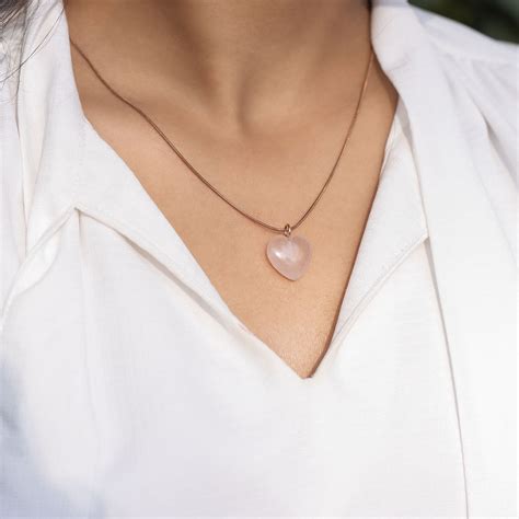 Solace Rose Quartz Natural Stone Heart Necklace- Mesmerize India