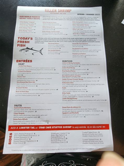 Menu at Killer Shrimp pub & bar, Marina del Rey, Admiralty Way