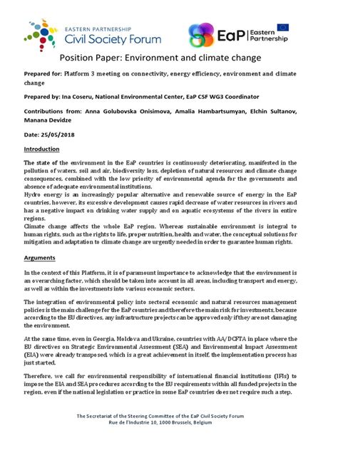 EaP CSF Position Paper - Environment - Final | PDF | Environmental ...