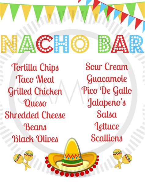 Taco Bar Checklist Printable