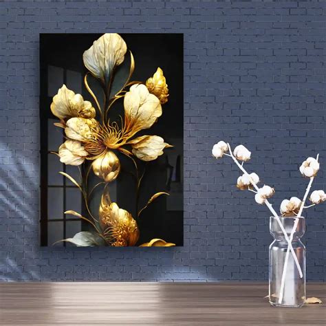 Buy Luxury golden flower acrylic wall art – ClassyArtZ.com