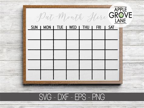 Buy Calendar Outline Svg - Blank Calendar Svg - Monthly Calendar Svg ...