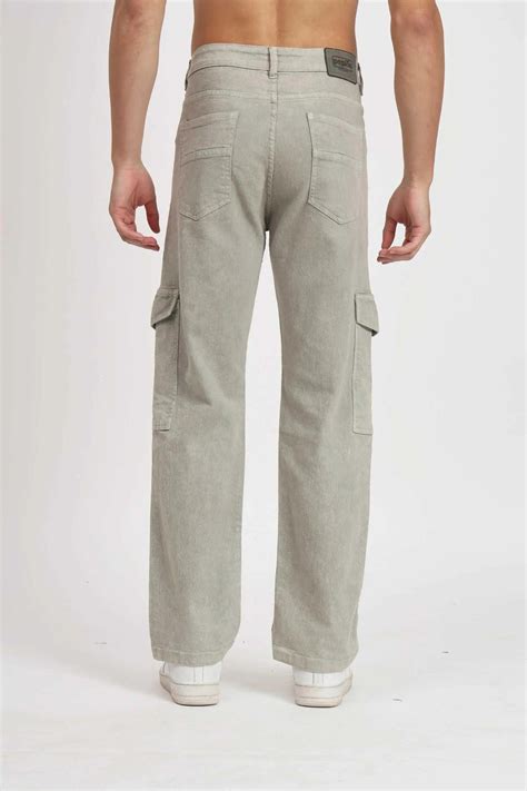 Men's Loose Fit Multiple Pocket Grey Denim Cargo Pant - Peplos Jeans ...