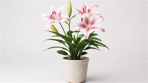 Premium Photo | Photo of Lily flower in pot isolated on white background