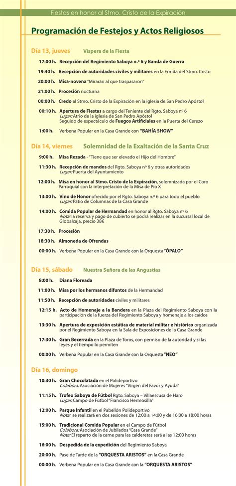 PROGRAMACIÓN DE FIESTAS