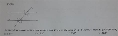 is parallel to an and the angles 1 and 2 are in the ratio 3 raised to 2 ...