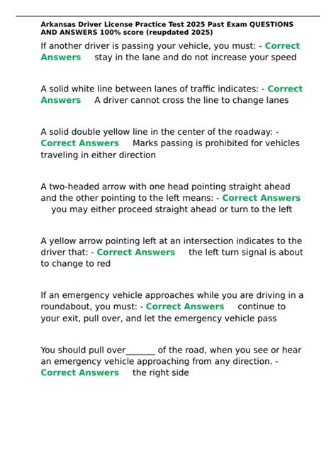 Arkansas Driver License Practice Test 2025 Past Exam QUESTIONS AND ...