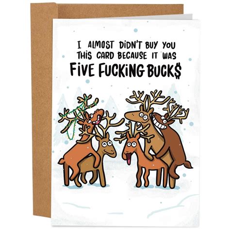 Five Fucking Bucks Funny Christmas Card, Naughty Greeting Card, Dirty ...