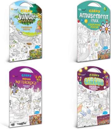 GIANT INDIAN MYTHOLOGY COLOURING POSTER, GIANT JUNGLE SAFARI COLOURING ...