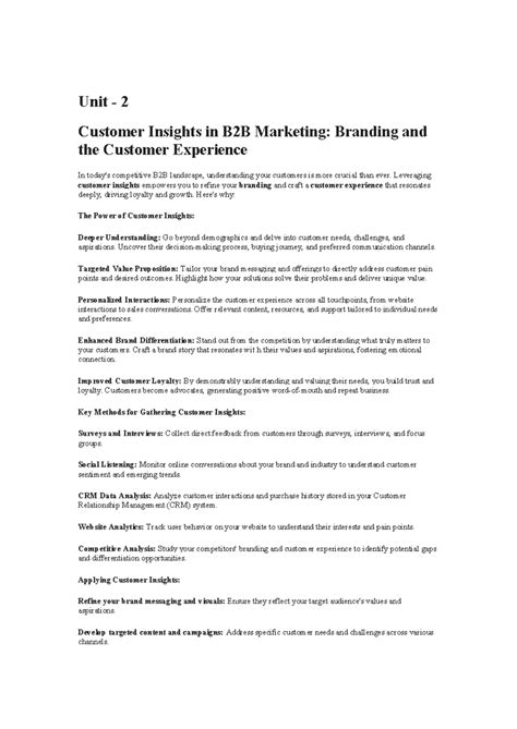 B2B MARKETING NOTES - Unit - 2 Customer Insights in B2B Marketing ...