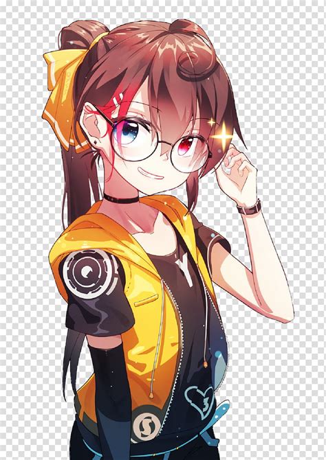 , Cute Anime Girl, brown-haired female anime character transparent ...