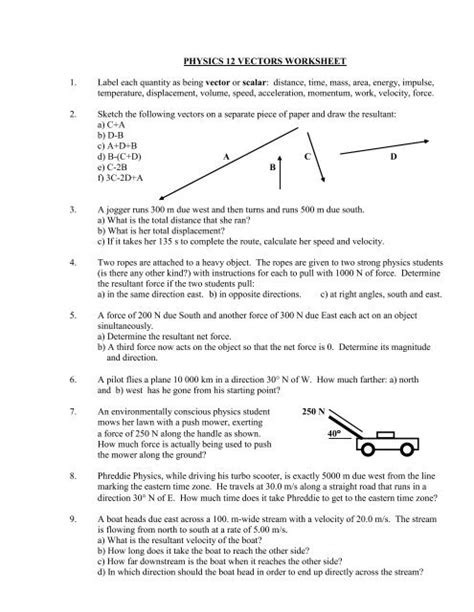 Image result for Physics Vectors Worksheet
