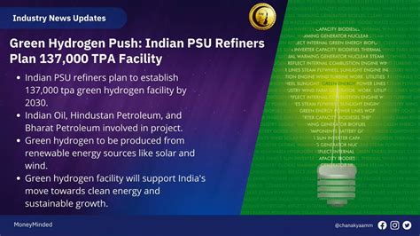 Indian PSU refiners to set up 137,000 tonnes per annum green hydrogen ...