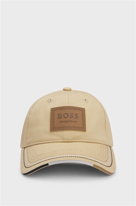 BOSS - Equestrian cap with retro-inspired logo patch - Light Beige